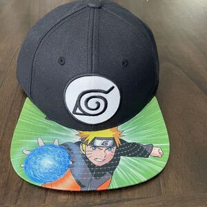 Naruto Shippuden Rasengan Leaf Symbol Snapback‎ Hat Cap Black Anime Manga